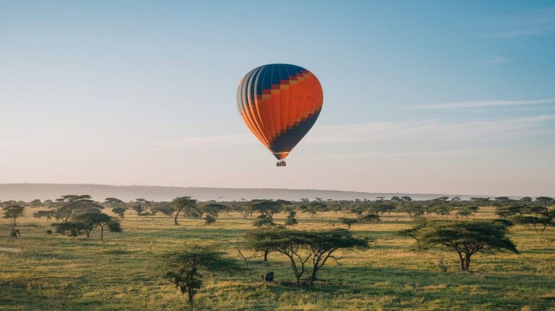 Hot air balloon flight over the Serengeti