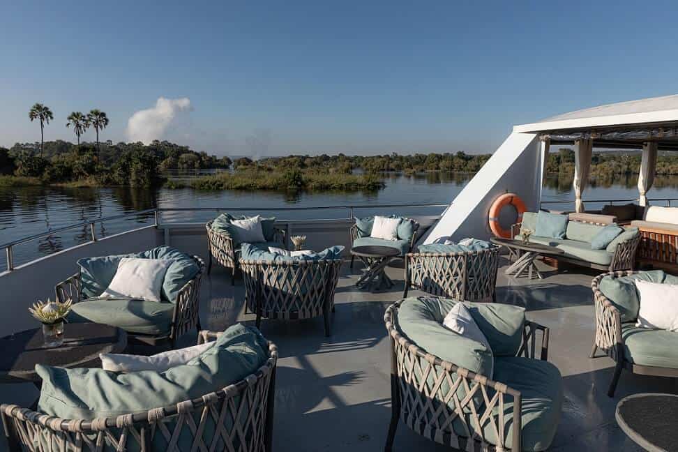 View from the Signature Deck on the Zambezi Explorer Victoria Falls