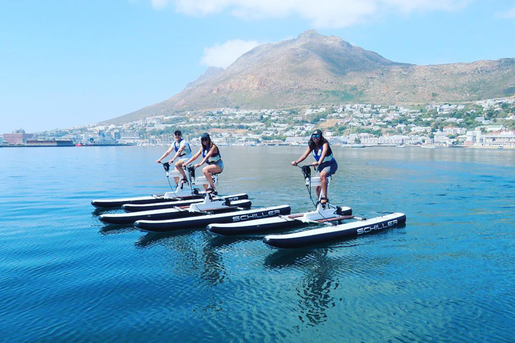 Water bicycles in Simon's Town, Cape Town are the perfect way to explore the ocean from above.