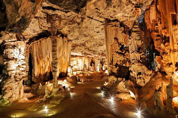 Beautiful limestone interior inside one of the chambers inside the Cango Caves