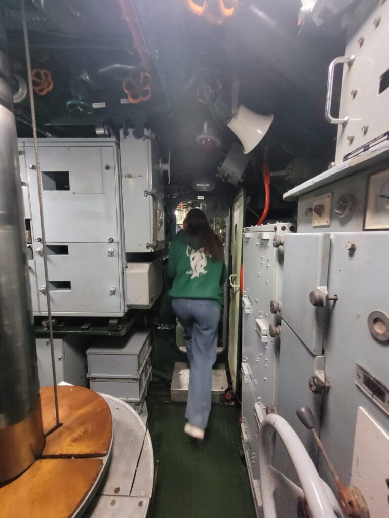 Narrow passages inside the submarine